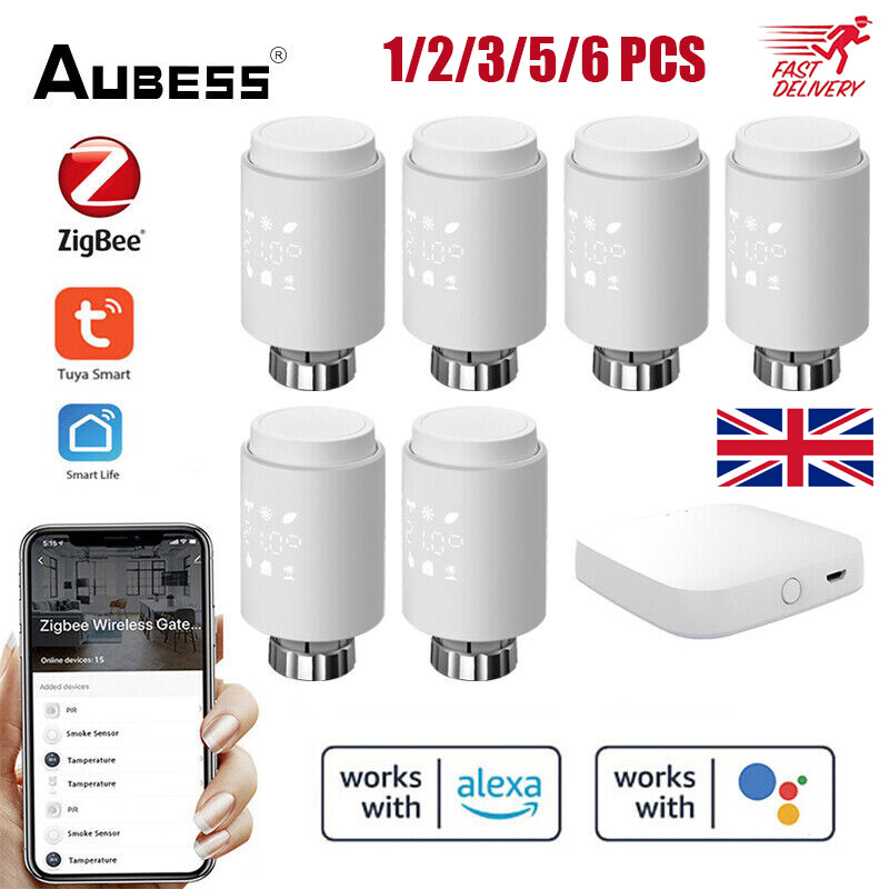 Tuya ZigBee Smart Thermostat TRV Radiator Valve Programmable Alexa Google  Home | eBay