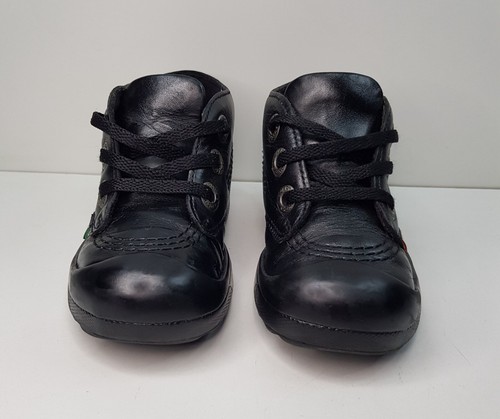 KICKERS SIZE 7UK EUR24 BOYS GIRLS BLACK LEATHER NURSERY SHOES BOOTS RUBBER TOE - Picture 5 of 17