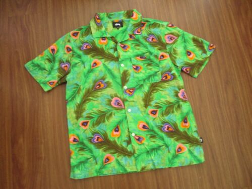 Stussy Shirt Mens Size Medium Green Button Up Short Sleeve Hawaiian Floral Skate - Picture 2 of 13