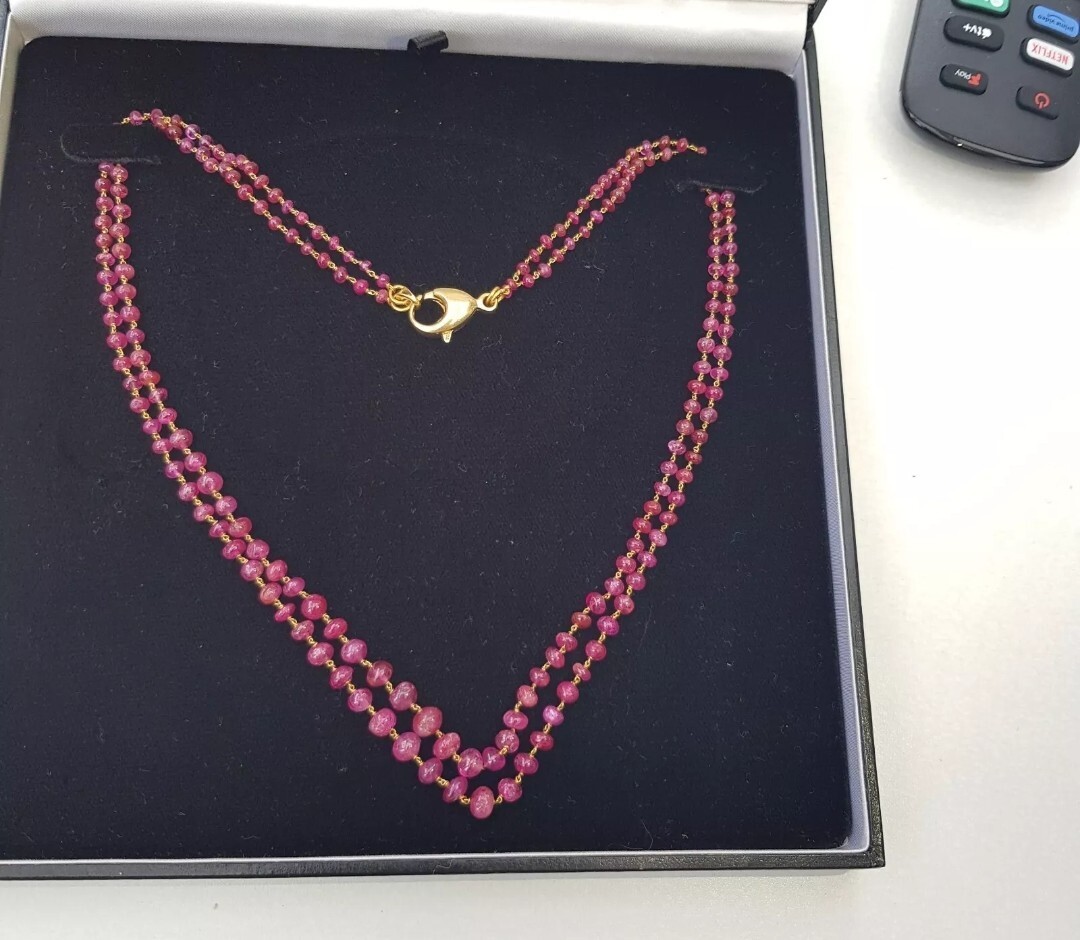18ct Solid Gold Necklace With Natural Ruby Heavy … - image 2