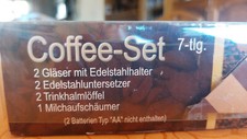 Coffee-Set;2Gläser m.Edelstahlhalter+-unters...