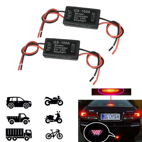 2X GS-100A Flash Strobe Controller Box Flasher Module LED Brake Tail Stop Light - Picture 3 of 9