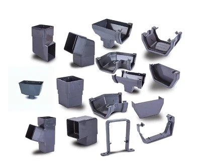 Anthracite Grey Square Line Gutter System KAYFLOW 114mm UPVC Rainwater