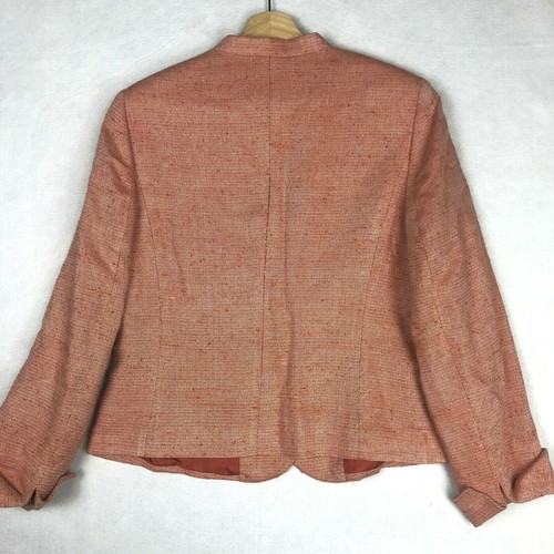 Valerie Stevens Orange Linen Woven Jacket Blazer Size 12 One Button Career - Picture 7 of 8