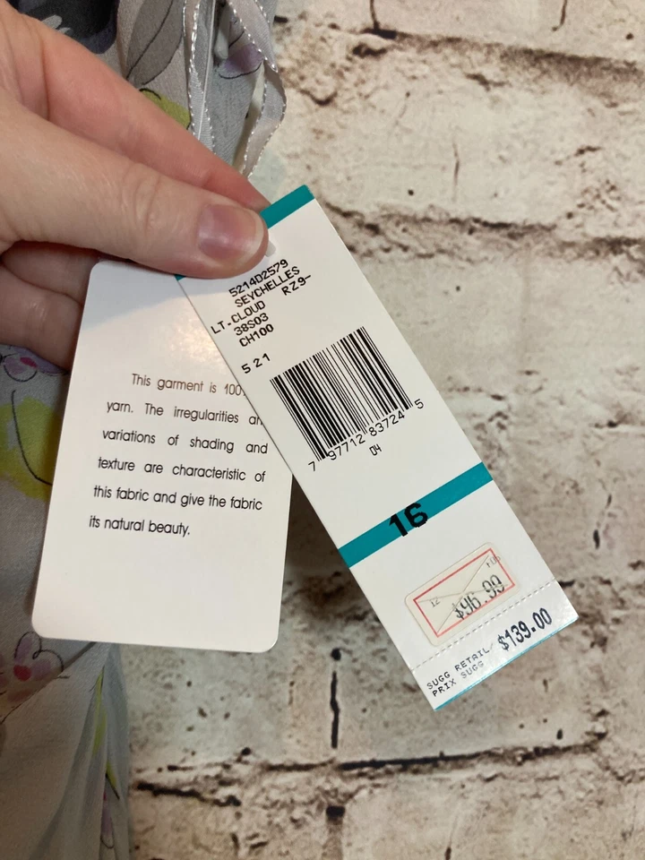 Jones NY Silk Dress Womens 16 Gray Floral Asymmetric Ruffle Hem Fairy Feminine - Image 2 of 4