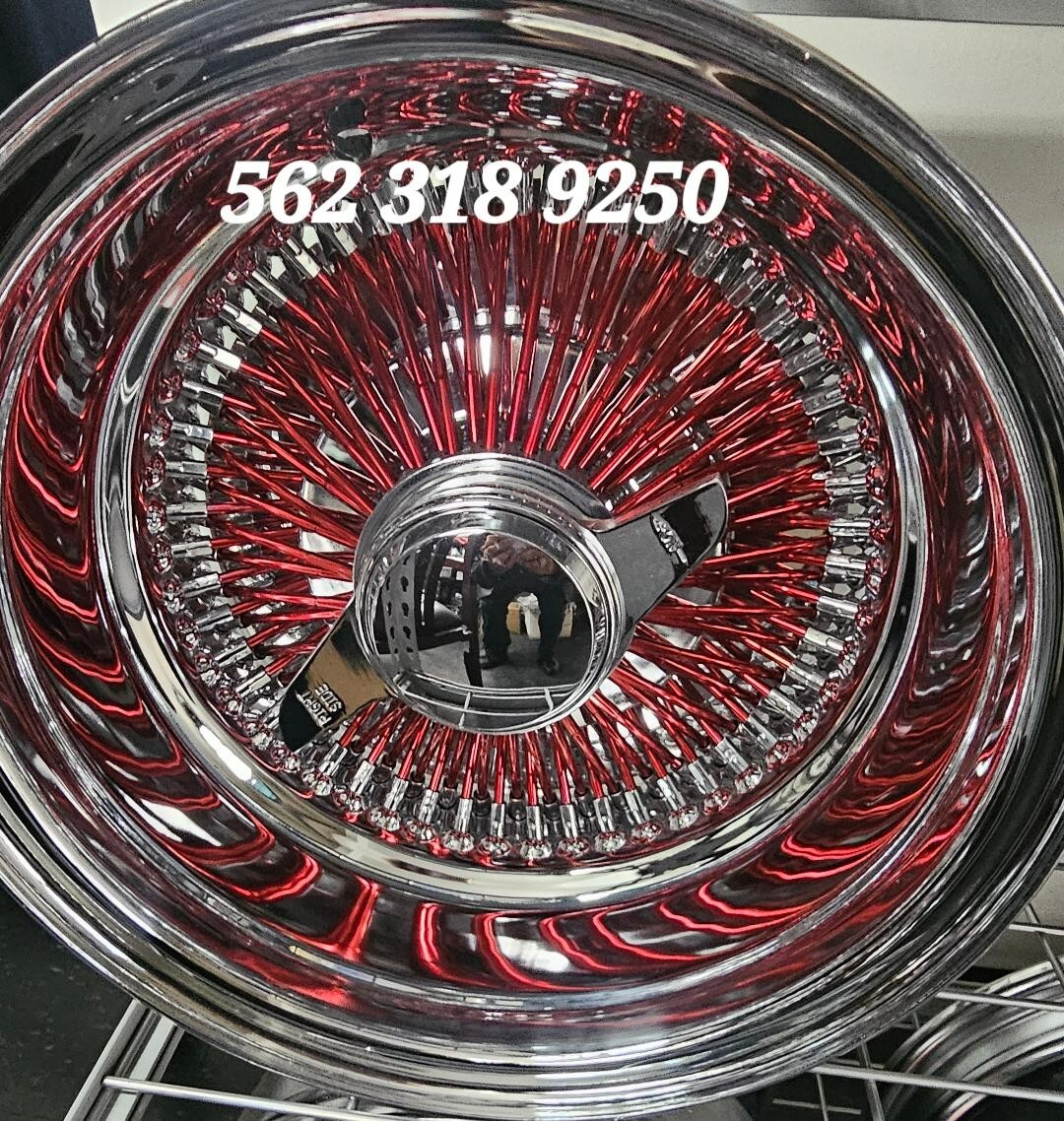 13x7 4-Wire 7 Spoke Steel Wheels | Candy Red | 100 Spokes | 7