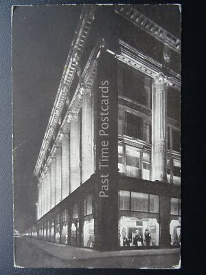 London Selfridges bei Nacht Oxford Street um 1924 Postkarte