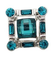 Silver Blue Square Rhinestone 20mm Interchangeable Jewelry Fits Ginger Snaps Silver Blue Square Rhinestone 20mm Interchangeable Jewelry Fits Ginger Snaps