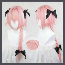 Peluca para Cosplay Fate Apócrypha Astolfo cabello rosa y blanco trenza larga
