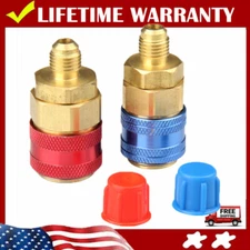 2Pc High Low Kit AC Quick Coupler Adapter Fittings for Freon Manifold Gauge Hose