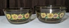 Set of 2 Vintage Anchor Hocking Ovenware Amber Sunflower Bowls 2.5 Qt & 1.5 Qt