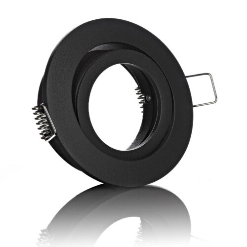 6x LED Einbaustrahler schwarz rund schwenkbar mit Klickverschluss GU10 u. GU5.3 - Bild 1 von 1