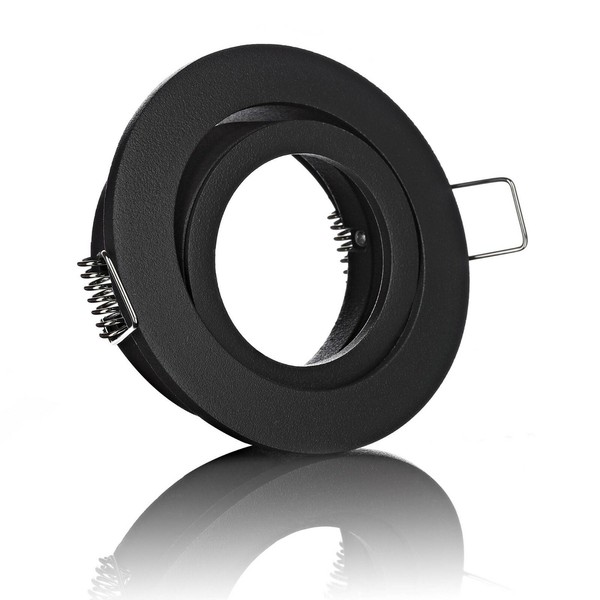6X Led Einbaustrahler Schwarz Rund Schwenkbar Mit Klickverschluss GU10 U. GU5.3-image