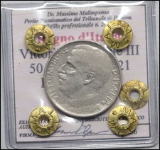 Kingdom of Italy 50 Cents 1921 BB+ Rigato Leoni Vittorio Emanuele Coins