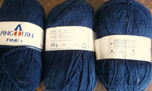 LOT OF 7 BALLS PINGOUIN FINE + TRUE DARK NAVY -4PLY 50%WOOL 50% ACRYLIC-FRANCE - Picture 3 of 4