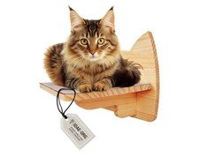 IDAE Cat Wall Shelf  Modern Wall-Mounted Furniture with Face Design Wooden Perch