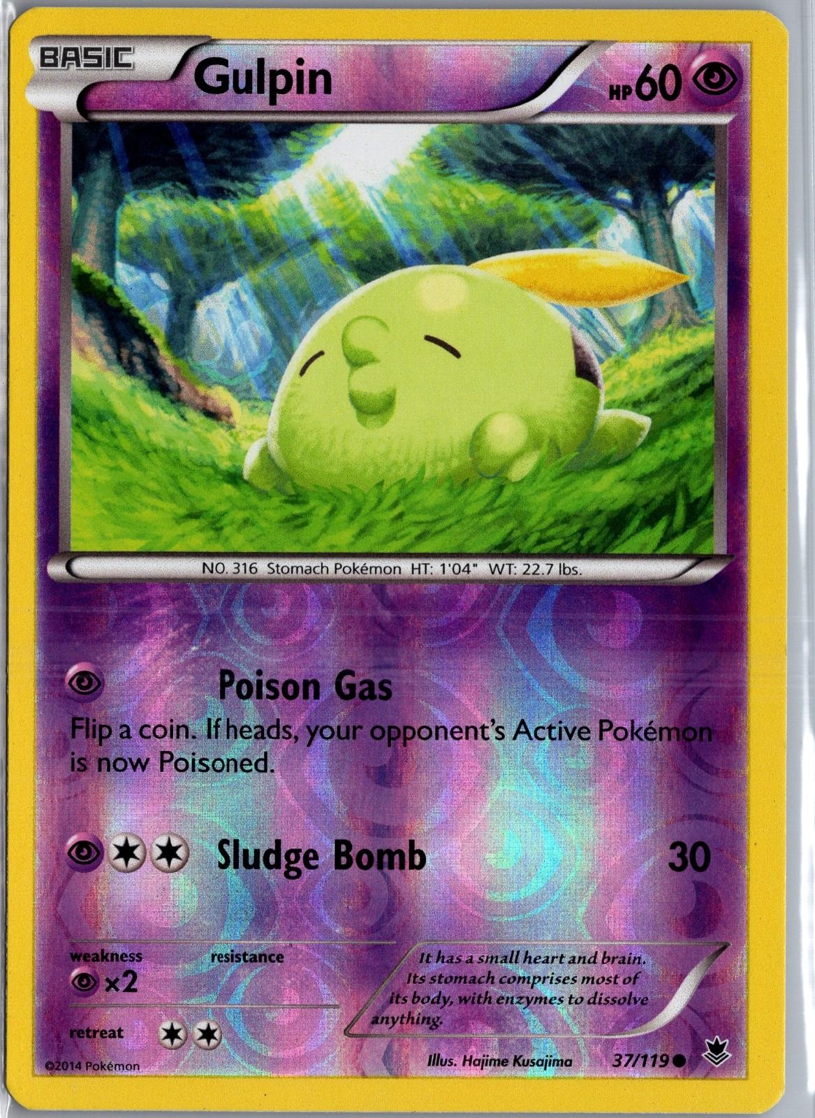 Gulpin 37/119 Common Phantom Forces Pokemon Reverse Holo Moderately Played