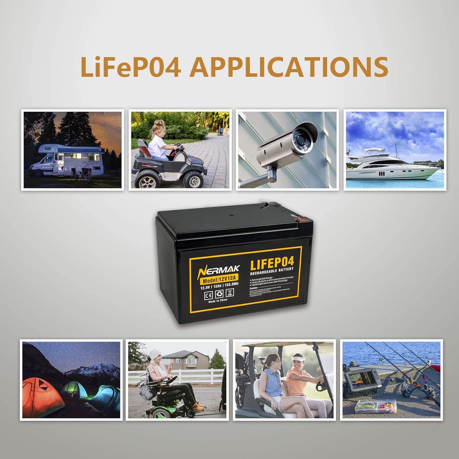 2 Pack 12V 12Ah LiFePO4 Deep Cycle Battery 2000 Cycles Lithium Iron Phosphate