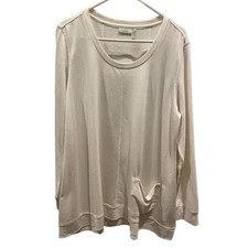 LOGO Lori Goldstein Lounge Scoop Neck Oversized Pullover Sweatshirt White Sz L