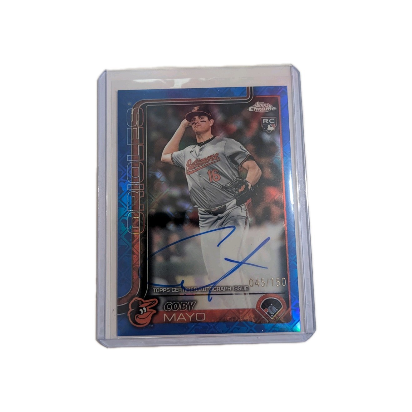 2025 Topps Chrome - Rookie Auto Coby Mayo #RA-CMA Blue Refrctr /150 (AU, RC)