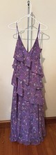 ASTR The Label Floral Chiffon Ruffle Maxi Dress Purple Multicolor Size L