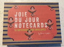 16 Joie Du Jour Notecards with envelopes, by ferme a' papier sealed box