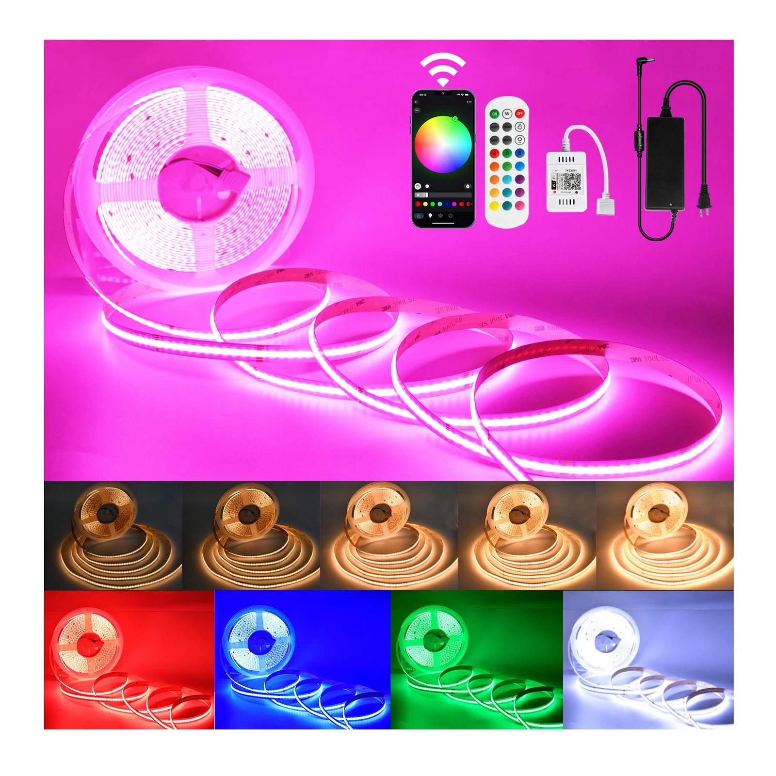 INDARUN RGBW COB Led Light Strip 32.8FT/10M, 12mm Flexible Led Tape Light 672...