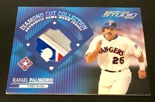 2001 Studio Rafael Palmeiro MLB Logoman Shield Patch Diamond Cut 42/75 Rangers