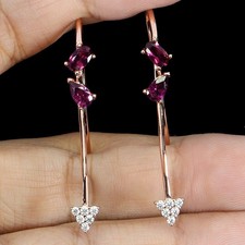 925 Sterling Silver Earrings Oval Rhodolite Garnet 5x3mm Gemstone Jewelry