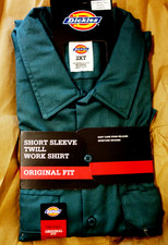 DICKIES S/S Original Fit Twill Work Shirt DARK GREEN Men's 2XL Tall NWT