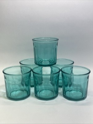 Set/6 Luminarc Working Collection TEAL 500 Glasses 10 Panel Tumbler Durand Green