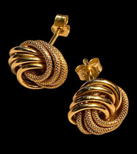 Wondeful Vintage UnoAErre 9ct Gold Knot Earrings star 1 AR Italy 375 0.94g