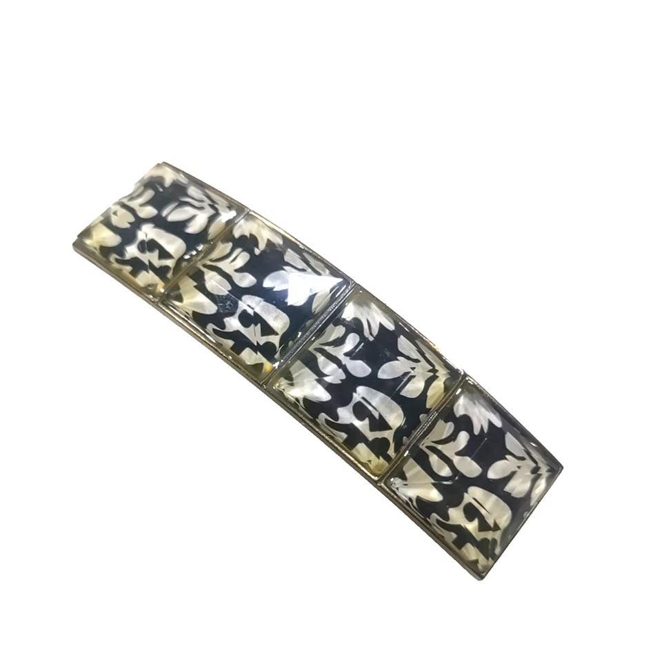 Clip de tensión de cabello acrílico transparente negro blanco 1940' estilo Art Deco Goody Foto 2 de 4