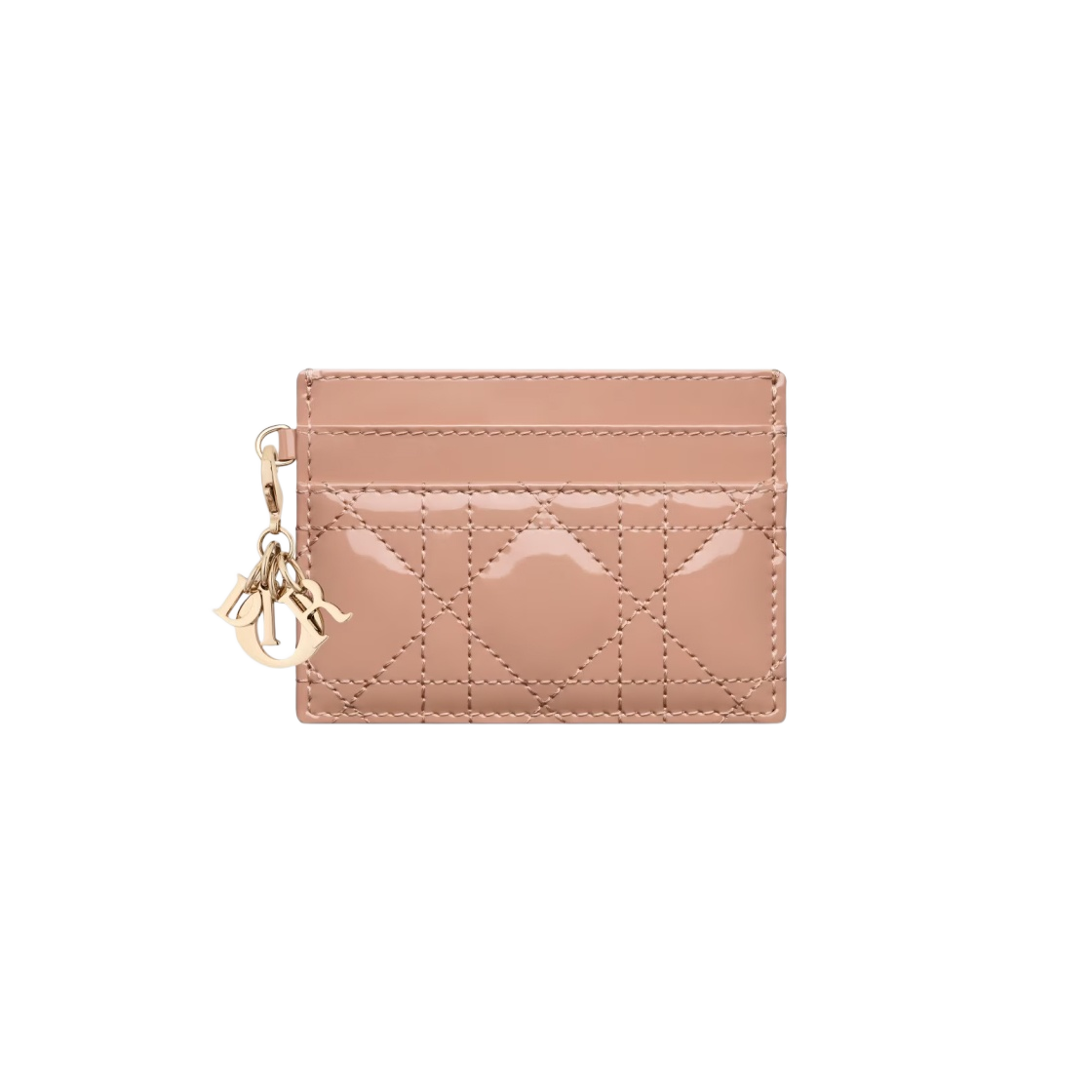 Dior Lady 5-Slot Card Holder in Patent Cannage Calfskin Rose Des Vents