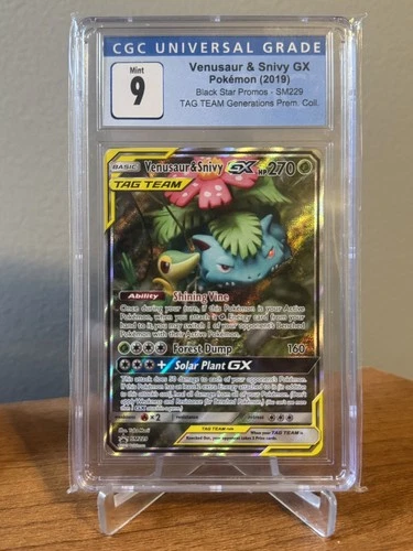 Pokémon Venusaur & Snivy GX TAG TEAM Promo Holo SM229 SM Card CGC9