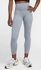  60 Nike One Women  s High-Waisted 7/8 Pockets Leggings FN3241-084-Grey-Large-New