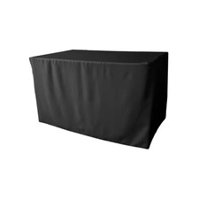 48 In. L X 24 In. W X 30 In. H Black Polyester Poplin Fitted Tablecloth