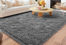 8x10 Area Rugs for Living Room Bedroom, Soft Fluffy Shaggy Bedside Rug Gray