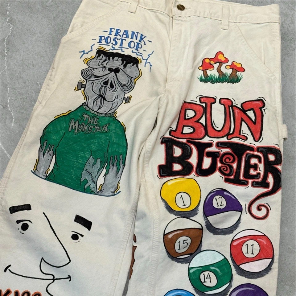 Modern 70s Senior Cords Hand Painted Carhartt Pants 32x30 Custom 1 Of 1 - Image 4 of 4