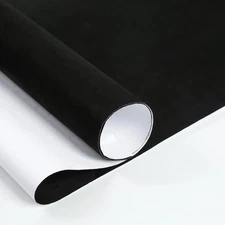 Suede Wrap Self-Adhesive Black Suede Car Interior Wrap 15.7in x 55.1in Microf...