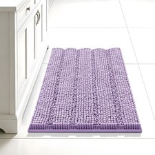 Bcoimo 24" 17" Chenille Bath Mat Non-Slip 1'5" x 2' Rectangular , Lavender