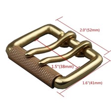Heavy Duty Solid Brass Double Prong Roller Belt Buckle Fits 1.5" 38mm Wide