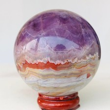 260g Natural Amethyst Agate Quartz Crystal Sphere Mineral Reiki Healing W368