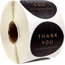 2" Black Kraft Thank You for Supporting My Business Stickers / 500 Brown Kraft S