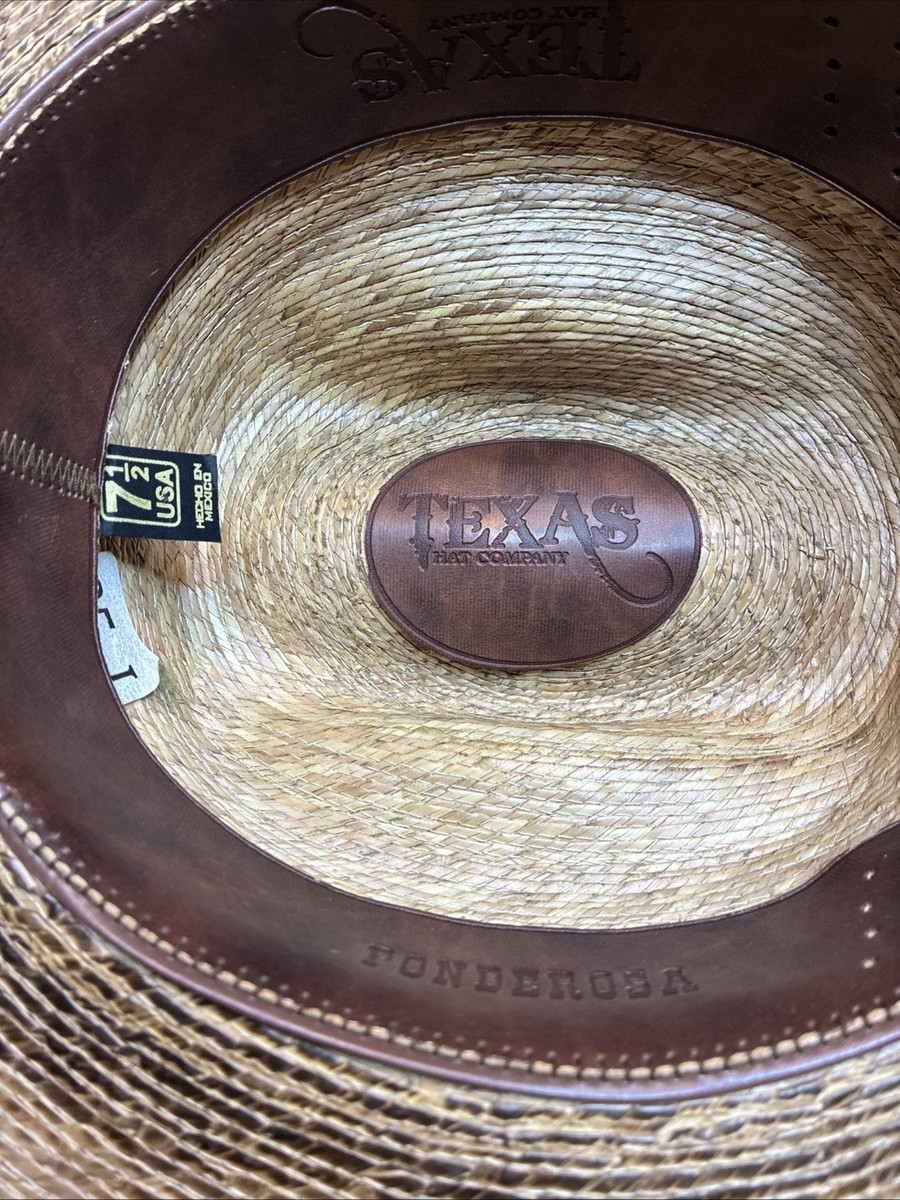 Chapeau De Paille Texas Hat Company Ponderosa 10x, Taille 7, Bandeau Cuir, Mexique