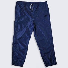 Nike Vintage 80s Navy Blue Swishy Windbreaker Pants - Blue Athletic Bottoms