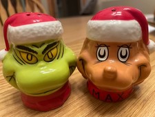 Dr. Seuss How The Grinch Stole Christmas Max 3-D Salt Pepper Shaker Set NEW