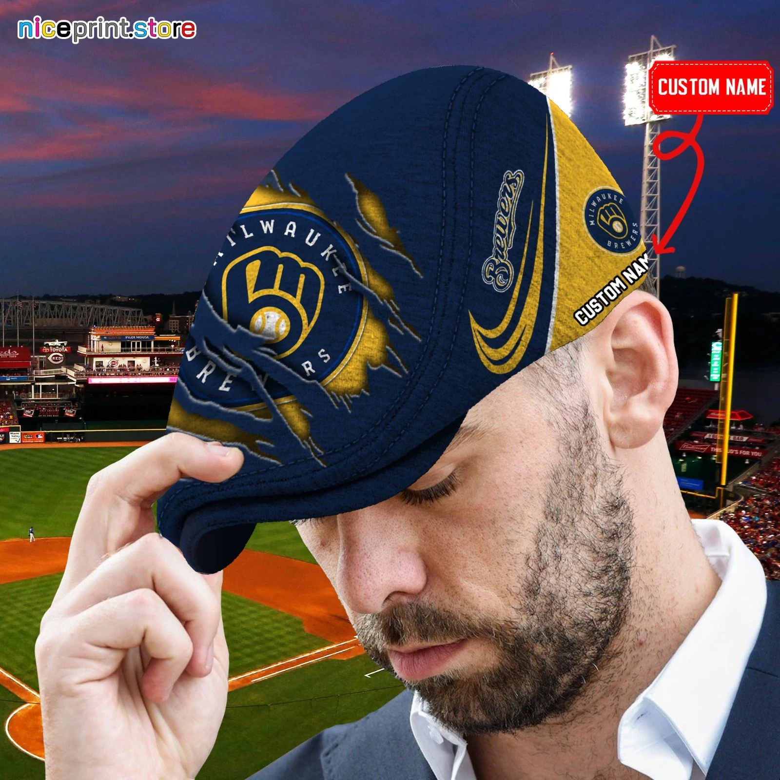 Milwauk Team brewer*s Jeff Cap Driving Cap Golf Cap Flat Cap