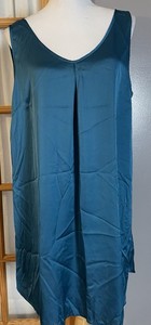 Mawor Pleated Slip Nightgown Sz XL Chemise Teal Blue Satin