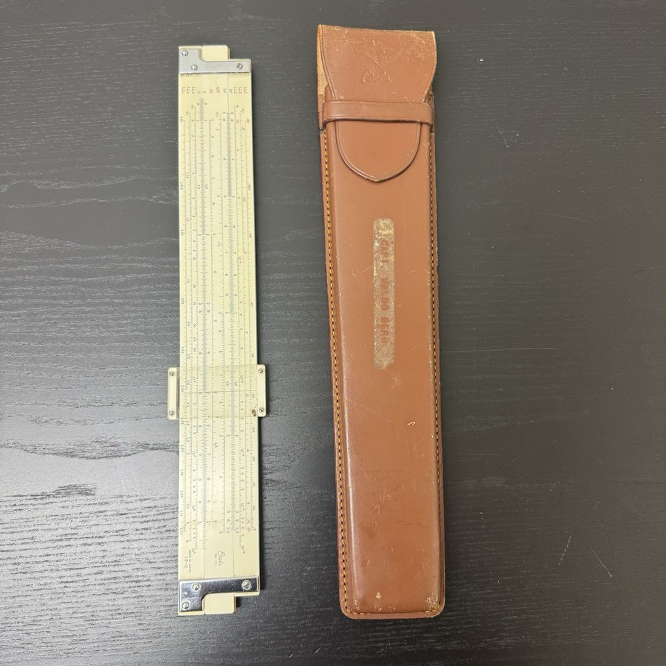 A handsome 1960s Japanese-made Eagle Speedmaster slide rule with leather case — beautifully crafted analog computing at a price that makes it a great entry point for the curious.